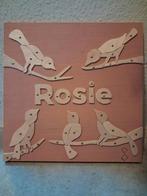 Geboortebordje vogels hout Rosie 30x30 handgemaakt, Kinderen en Baby's, Kinderkamer | Inrichting en Decoratie, Ophalen of Verzenden