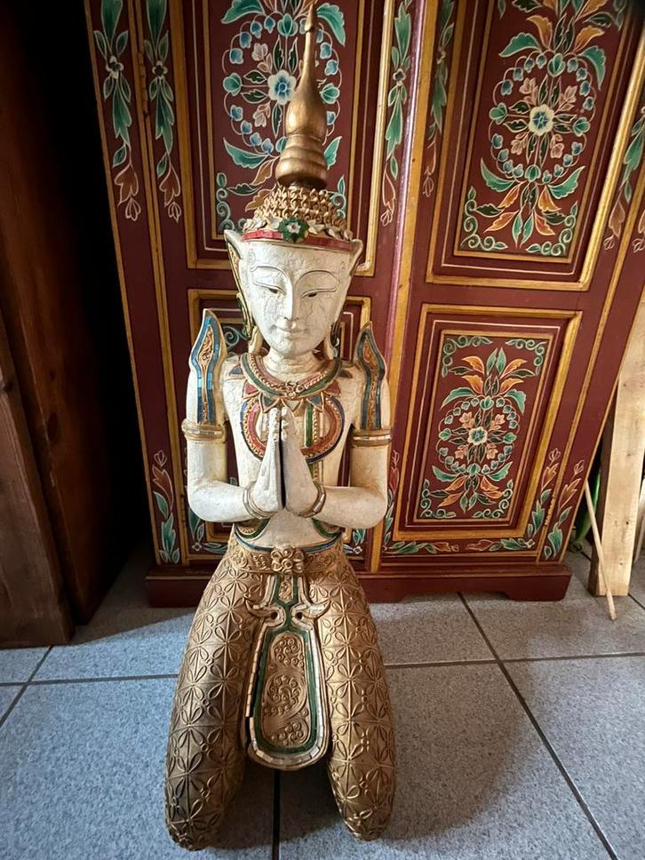 Houten mooi versierde Tempelwachter,boeddhabeeld,Thepanom., Antiek en Kunst, Kunst | Niet-Westerse kunst, Ophalen