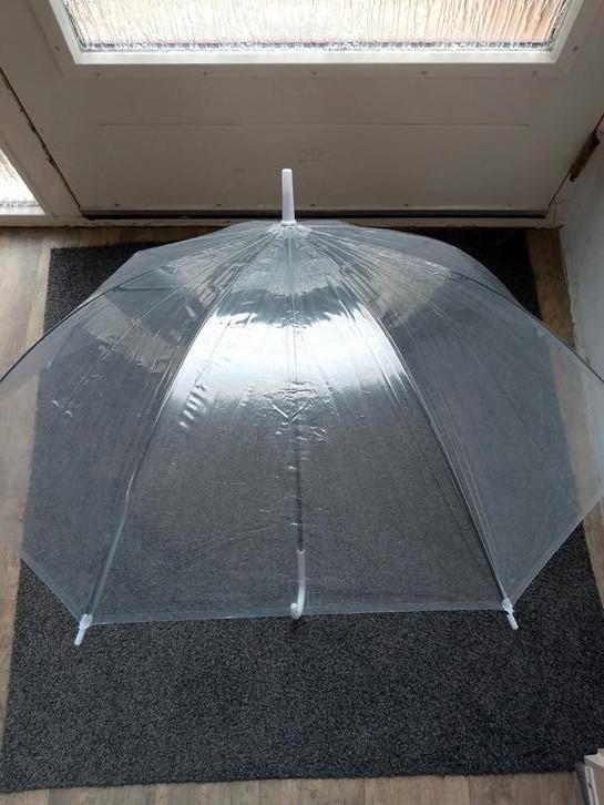 Transparante paraplu, Sieraden, Tassen en Uiterlijk, Paraplu's, Zo goed als nieuw, Overige kleuren, Transparant, Ophalen of Verzenden