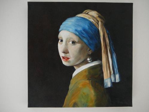 Meisje met de Parel, schilderij olieverf, naar Joh.Vermeer., Huis en Inrichting, Woonaccessoires | Schilderijen, Tekeningen en Foto's