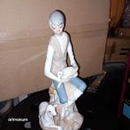 Vintage beeld jongen met lammetjes, Ophalen of Verzenden