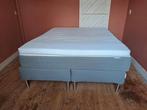 Ikea boxspring: 160x200M. Onderstel Espevär. Topper Tussöy, Gebruikt, Bruin, Tweepersoons, Ophalen of Verzenden