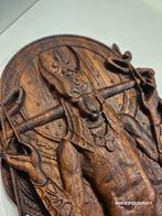 Egyptische God ANUBIS - Zwarte Limba (Frake) 3D Relief, Antiek en Kunst, Kunst | Beelden en Houtsnijwerken, Ophalen of Verzenden