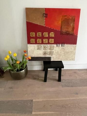 Modern schilderij / mixed media kunstwerk. Rood zwart goud.  beschikbaar voor biedingen