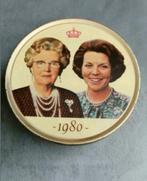 Snoep blikje Beatrix en Juliana 1980. Doorsnede 9,5 cm, Verzamelen, Blikken, Ophalen of Verzenden, Gebruikt, Overige, Overige merken