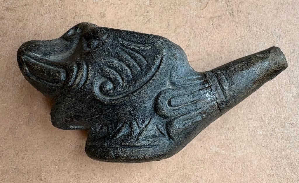 Stenen pijpenkop in de vorm van een olifant, Azië, Ophalen of Verzenden, Gebruikt, (Water)pijp