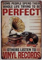 Listen to vinyl records LP reclamebord van metaal wandbord, Info@deconoord.nl, Deco Noord, Nieuw, Ophalen of Verzenden