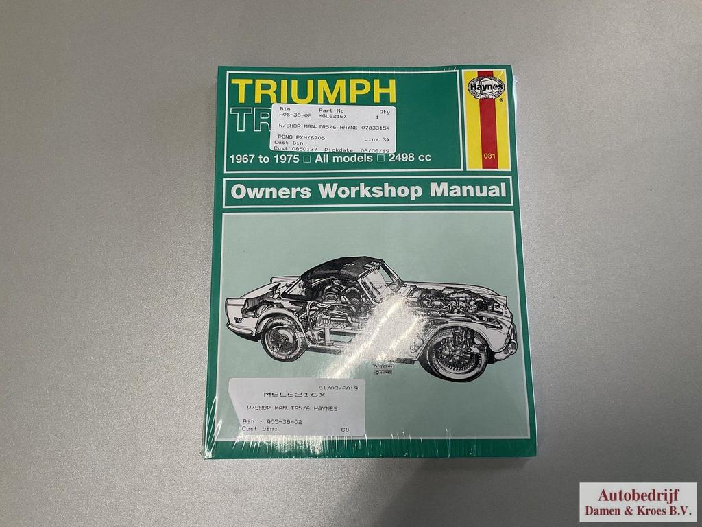 Triumph TR5 & TR6 Owners Workshop Manual MGL6216X Haynes, Ophalen of Verzenden