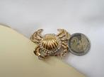 Broche krab/ heldere en rode kristal rijnsteentjes., Met kristal, Overige materialen, Overige kleuren, Verzenden