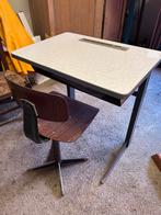Vintage schoolbankje met stoel - 60x42x65H, Antiek en Kunst, Ophalen, Overige thema's