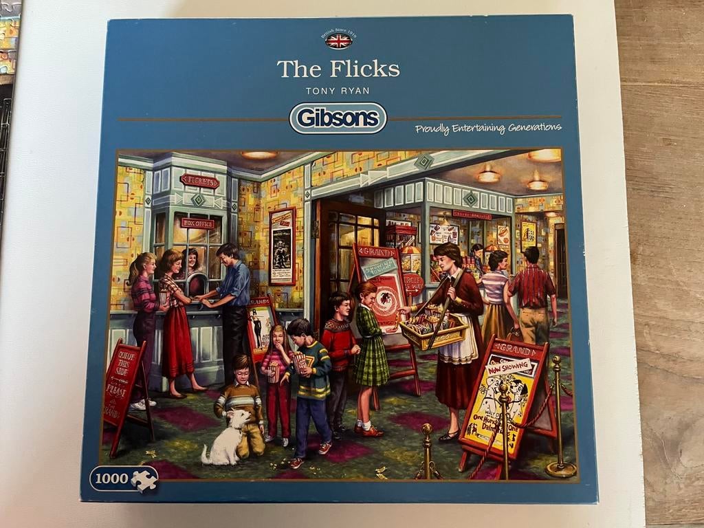 Gibsons puzzel 1000 stukjes - The Flicks, Ophalen of Verzenden, 500 t/m 1500 stukjes, Zo goed als nieuw