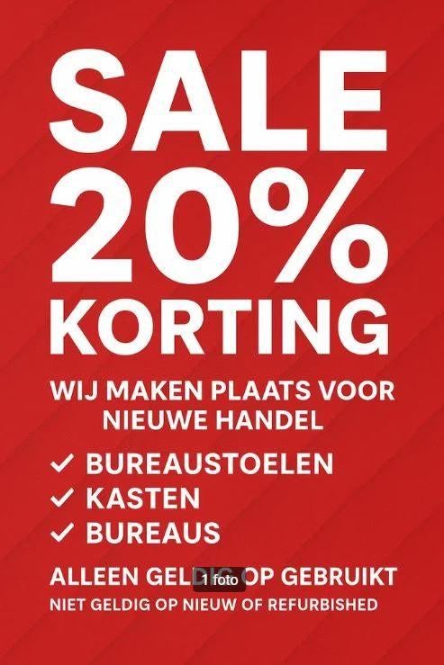 SALE bij HAL18 – 20% korting op gebruikt kantoormeubilair!, Ophalen of Verzenden