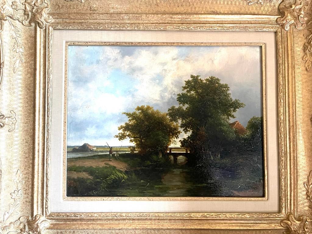 Willem Roelofs Schilderij - Hollands Landschap, Antiek en Kunst, Ophalen