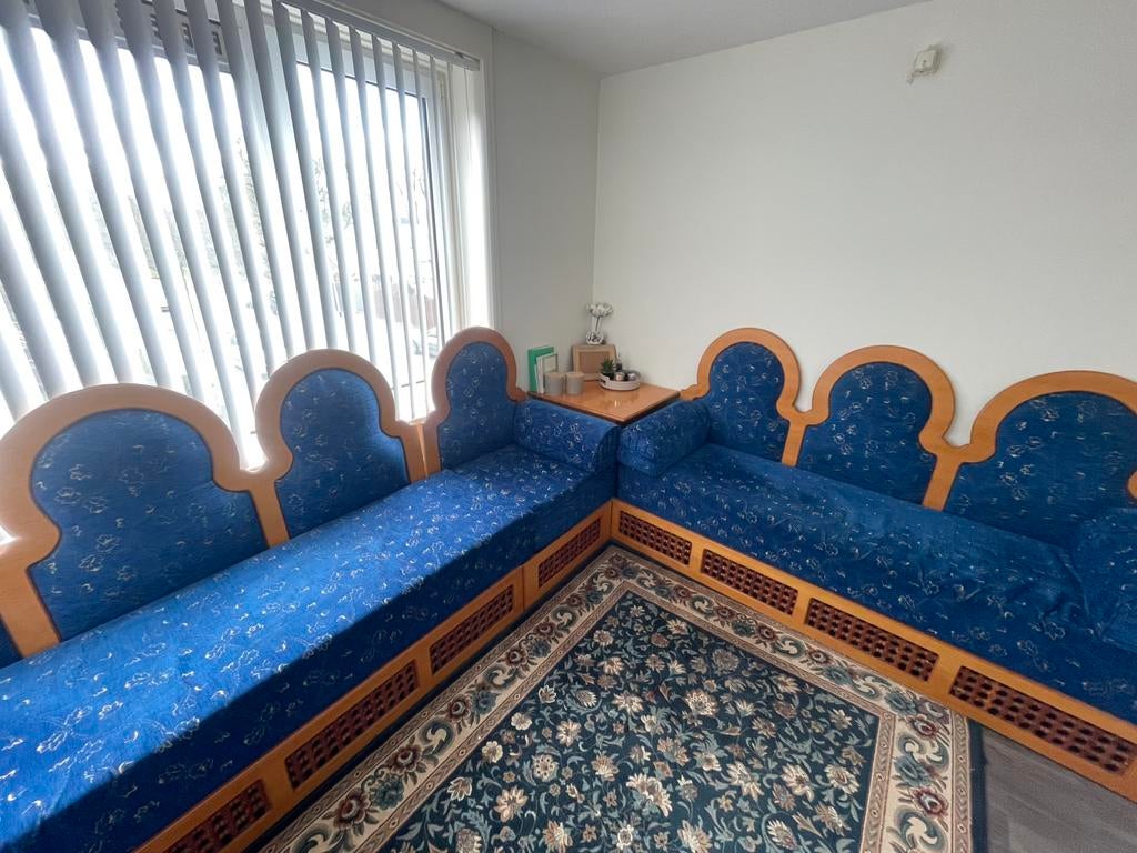 Zithoek met mooie FataMorgana boog rugleuning., Ophalen, Gebruikt, Hout, Oosters