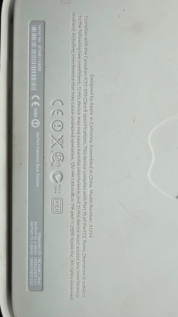 Apple Airport Extreme Base Station A1354, Ophalen of Verzenden, Gebruikt, Router