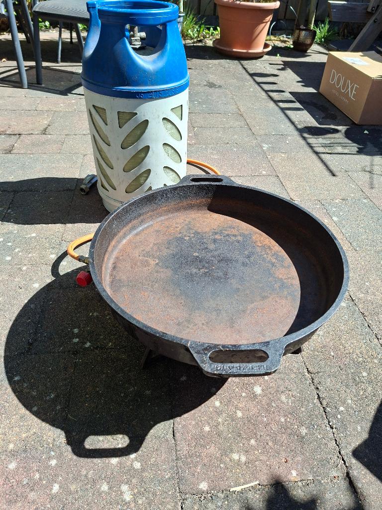wokbrander gasfles gietijzeren pan, Ophalen, Gebruikt, Gas, Vrijstaand