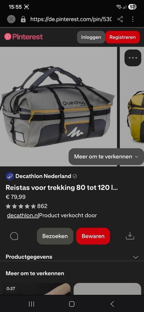 Mooie duffle bag 80 tot 120 liter, Ophalen
