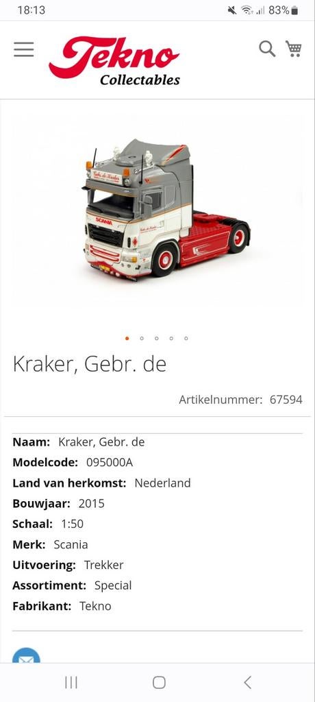 GEZOCHT/RUILEN tekno Highline de Kraker voor Wiersma wsi, Ophalen of Verzenden, Nieuw, Bus of Vrachtwagen, Wsi