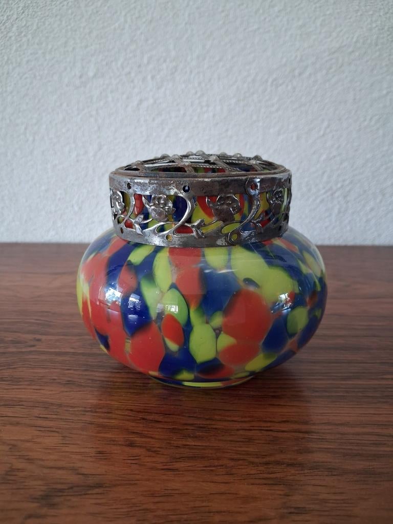 Art deco bloemsteker spatterglas, Ophalen of Verzenden