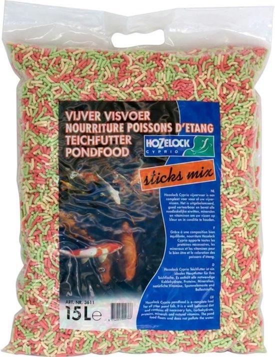 Hozelock Colour Sticks 15L drijvend visvoer voor goudvissen
