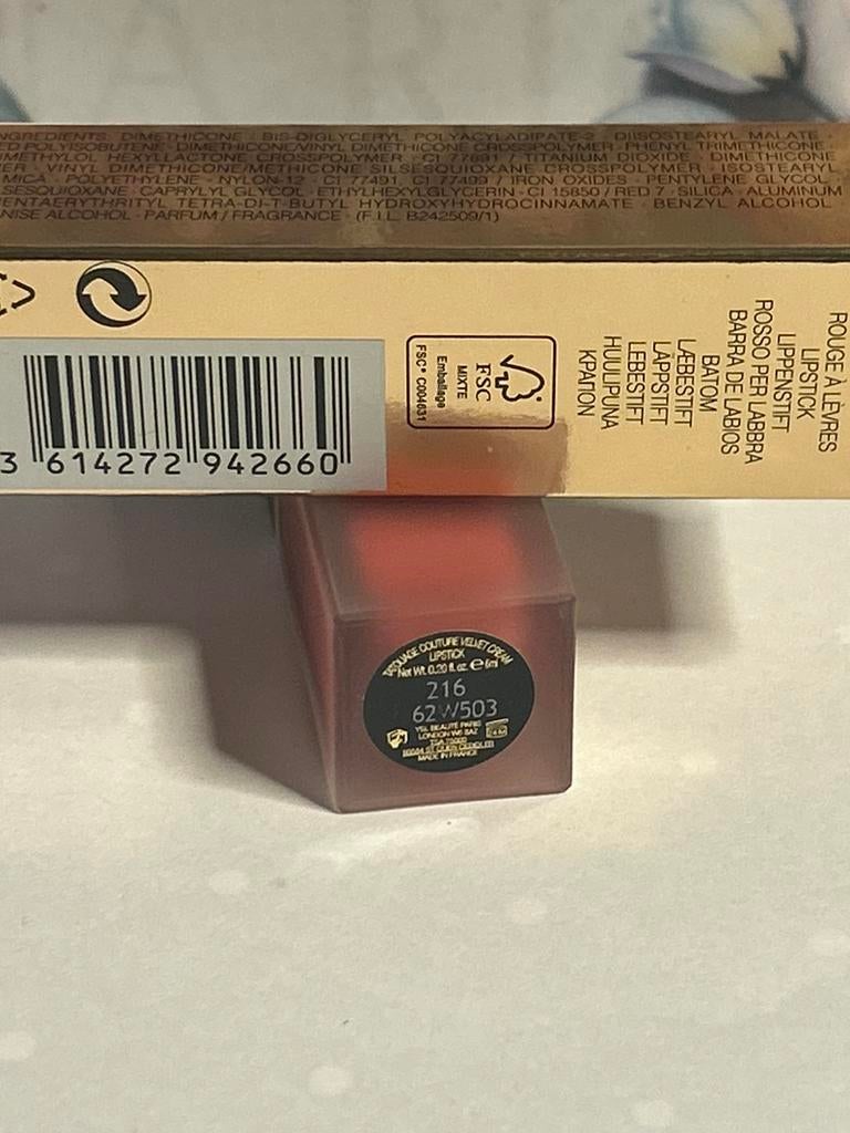 YSL tatouage couture velvet matte lip stain~216 nude emblem, Lippen, Beige, Nieuw, Ophalen of Verzenden