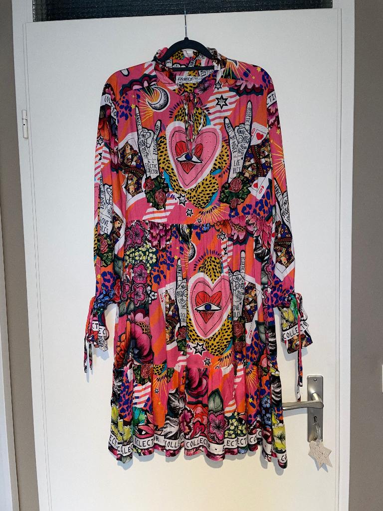 JANICE dames roze vintage print jurk dress mt 40, Kleding | Dames, Jurken, Maat 38/40 (M), Janice, Ophalen of Verzenden, Zo goed als nieuw