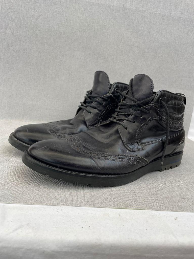 JAC Hensen Zwarte Leren Brogues Maat 41, Ophalen of Verzenden, Zo goed als nieuw, Zwart, Veterschoenen