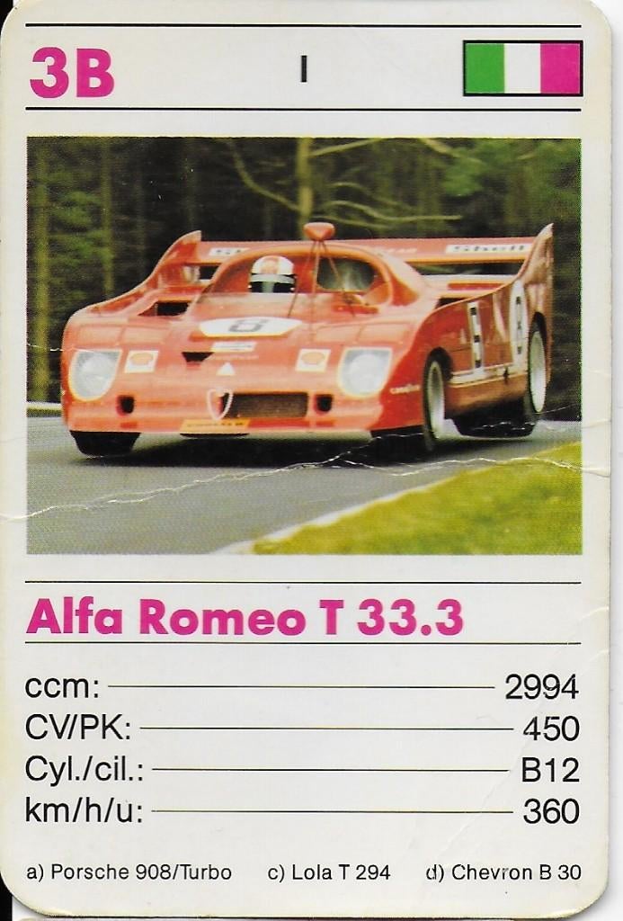 B361 autokaartje 3B alfa romeo t 33,3, Ophalen of Verzenden, Zo goed als nieuw, Auto's