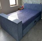 Elektrische boxspring met TV lift, Ophalen, Blauw, 140 cm, 200 cm
