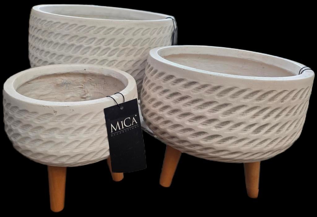 Mica bloempotten set van 3 nieuw in doos, Rond, Ophalen of Verzenden, 2583dm, Mica