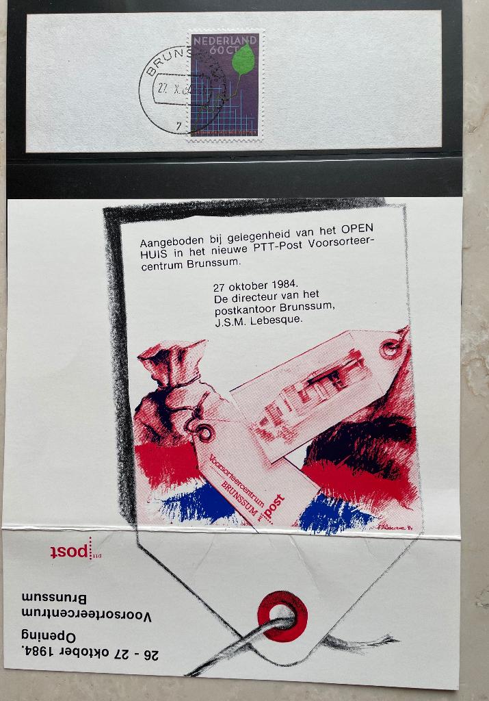 Speciale postzegel uitgifte PTT Post 27 okt 1984 Brunssum, Ophalen of Verzenden
