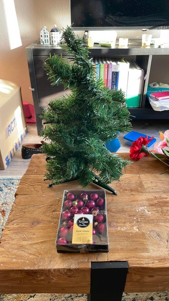 Mini kerstboom met lampjes, Ophalen, Zo goed als nieuw