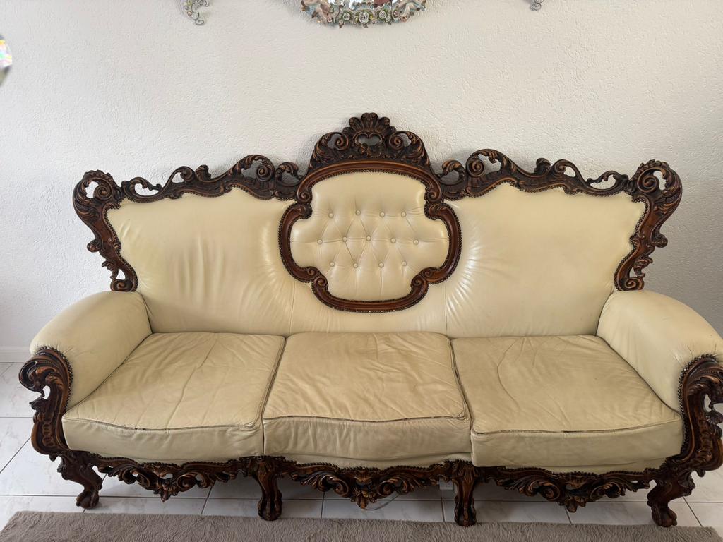 Barok bankstel met 2 stoelen, Huis en Inrichting, Banken | Bankstellen, Ophalen, Gebruikt, Driepersoons, 75 tot 100 cm