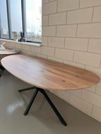 Organische eiken tafel 200cm met atalen mikado poot, Ophalen, 200 cm of meer, 50 tot 100 cm, Zo goed als nieuw