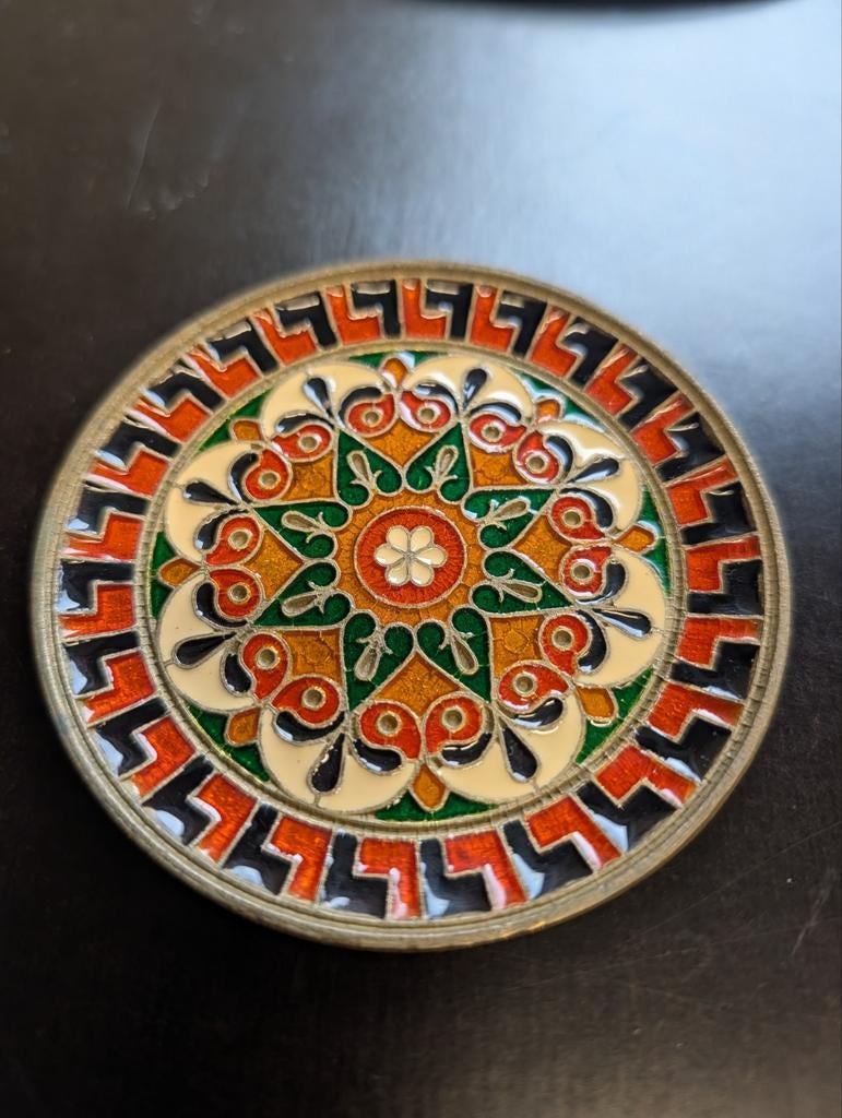 Decoratief Bronzen Cloisonné Wandbord - Oosters Patroon, Ophalen of Verzenden