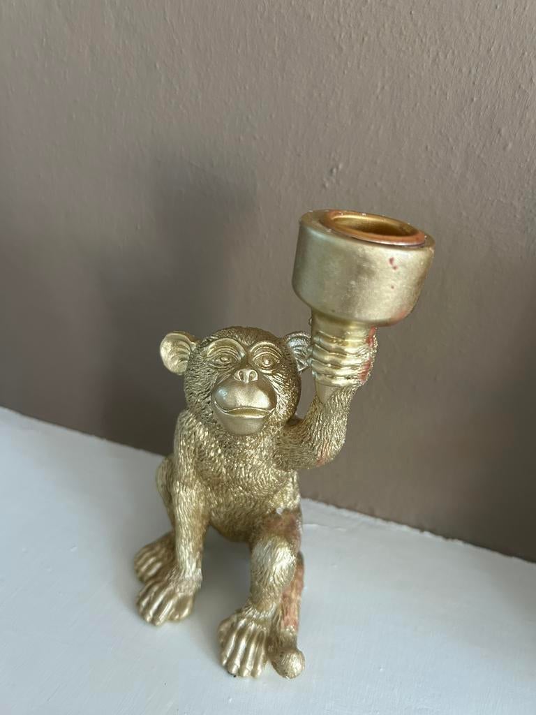 Gouden kandelaar aap, Ophalen, Overige materialen, Gebruikt, Kandelaar
