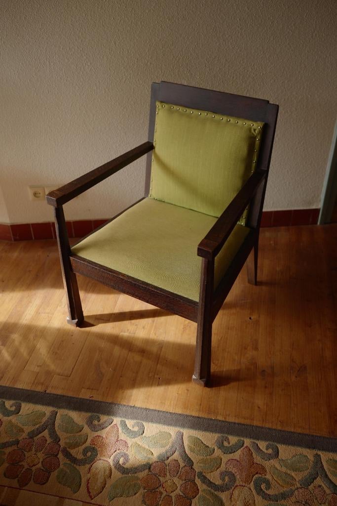 Art Deco Fauteuil - Haagse/Amsterdamse School, Eikenhout, Ophalen