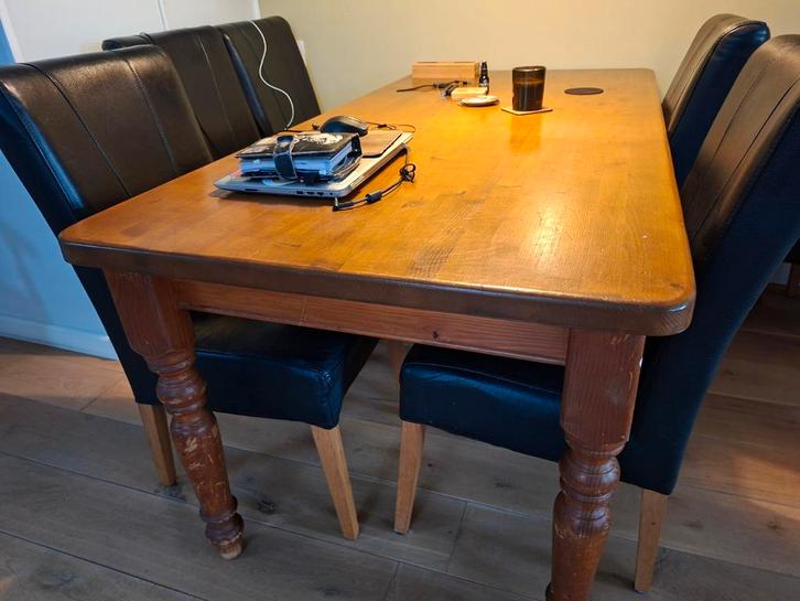 Grenen eethoek met 6 stoelen - gratis af te halen, Huis en Inrichting, Tafels | Eettafels, Gebruikt, 50 tot 100 cm, 150 tot 200 cm