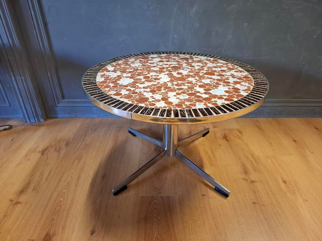 Vintage salontafel bijzettafel steentjes mozaïek tafel, Ophalen, Gebruikt, Overige materialen, Vintage, Retro, Mozaïek