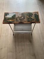 Vintage  bijzettafeltje met tegels en smeedijzeren onderstel, Antiek en Kunst, Ophalen