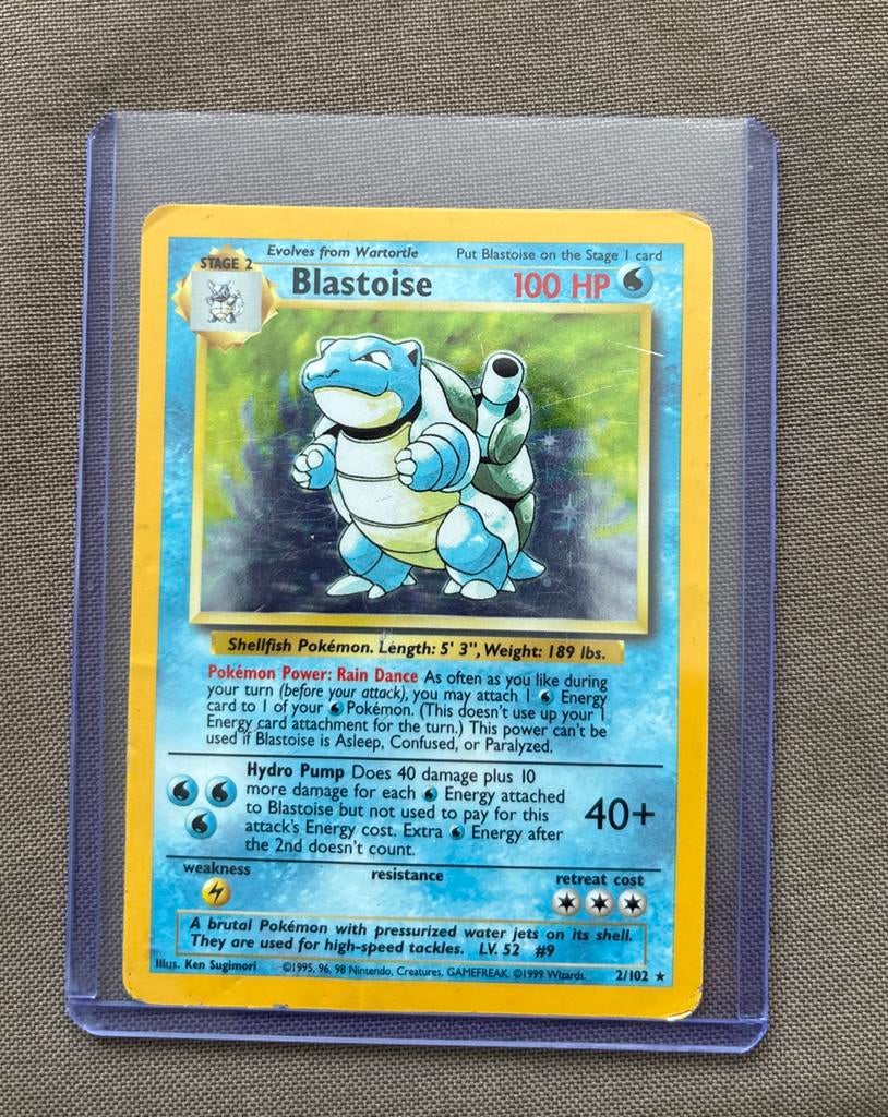 Pokémon Blastoise Base Set Holo (1999) - Lightly Played, Hobby en Vrije tijd, Verzamelkaartspellen | Pokémon, Gebruikt, Losse kaart