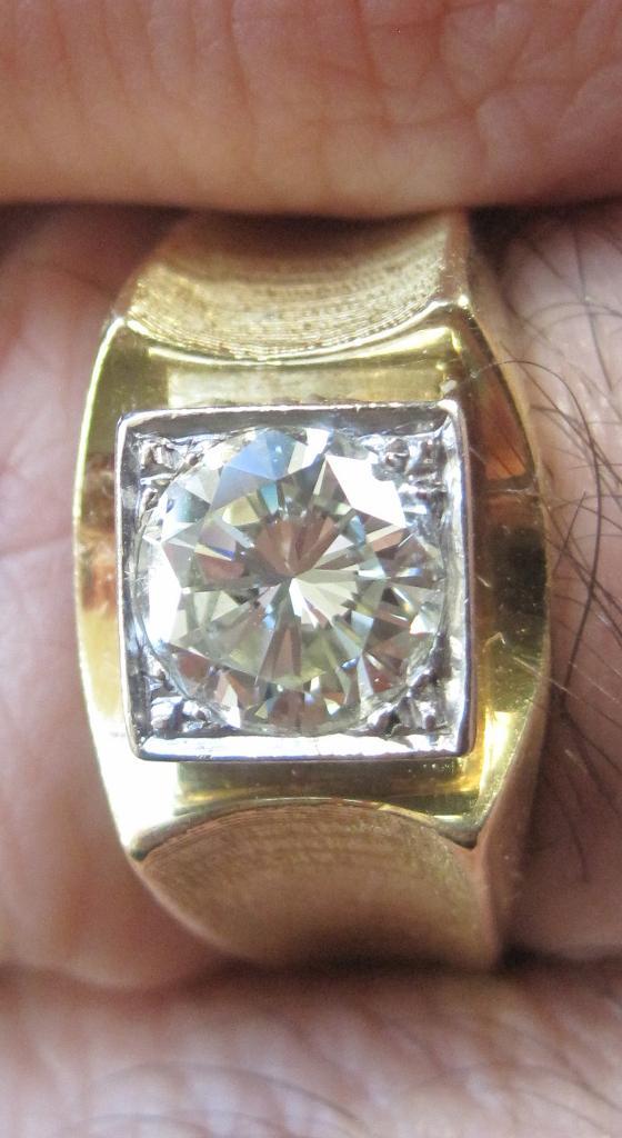 Diamant 1,10 KRT gouden 14K groot design ring ca1980 9,9gram, Sieraden, Tassen en Uiterlijk, Ringen, Zo goed als nieuw, Dame, 20 of groter