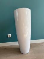 Witte hoge geglazuurde plantenpot, Tuin en Terras, Ophalen, 40 cm of meer, Rond, Binnen
