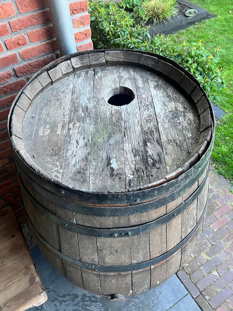 Houten wijnvat voor decoratie of bloembakken, Ophalen, Gebruikt, Rond, 60 tot 100 cm