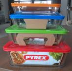 4 nieuwe  rechthoekige Pyrex stapelbare glazen ovenschalen, Ophalen, Nieuw