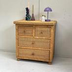 Vintage Boho rotan bamboe ladekast halkast dressoirtje, Ophalen, Overige materialen, Gebruikt, Onbekend