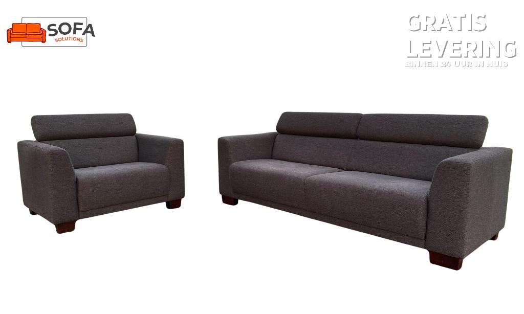 Montèl Donkergrijze Stoffen Bankstel-  Gratis Levering NL