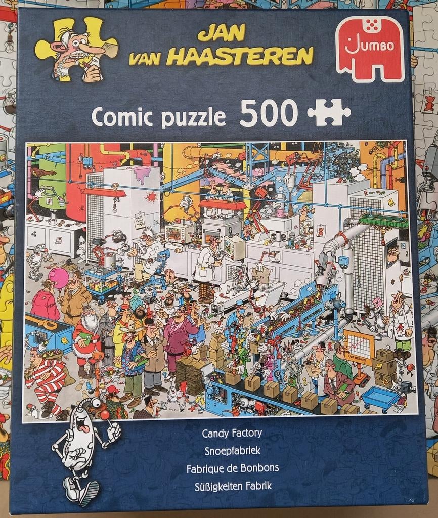 Jumbo puzzel 500 stukjes Jan van Haasteren snoepfabriek., Ophalen, 500 t/m 1500 stukjes, Zo goed als nieuw, Legpuzzel