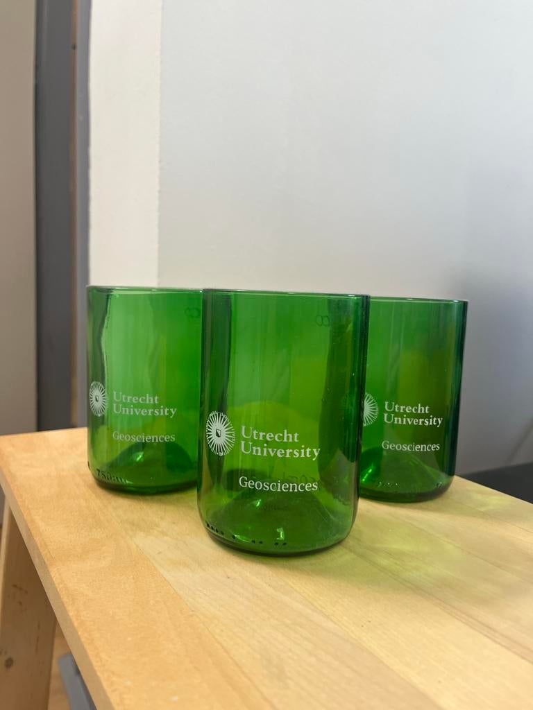 Set van 3 Utrecht University Geosciences glazen, Ophalen, Glas of Glazen, Nieuw, Glas