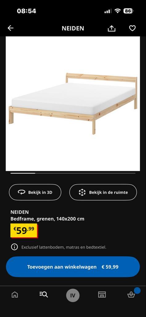 IKEA Neiden Bedframe met Luröy lattenbodem 140x200 cm, Huis en Inrichting, Slaapkamer | Bedden, Gebruikt, Tweepersoons, 140 cm